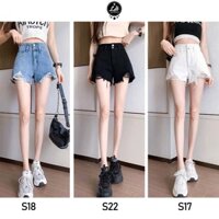 Quần short jean nữ nhiều màu cạp siêu cao xả lai cực chất Lê Huy Fashion MS S22