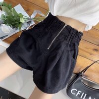Quần Short Jean Nữ Ống Rộng Cạp Cao Phối Khoá Trước 3 Màu Full Size V031