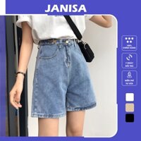 Quần short jean nữ ống rộng cạp cao nút gài đẹp JANISA QJ02