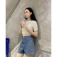 quần short jean nữ ống rộng lưng cao màu xanh đủ size SB20