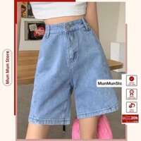 Quần short jean nữ, Quần ngố jean nữ lưng cạp cao ống rộng chuẩn phong cách Hàn Quốc