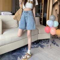 Quần short jean nữ , quần ngố jean nữ lưng cạp cao ống rộng  siêu xinh xắn