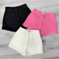 Quần Short Jean Nữ Trơn Lai Tua Basic 3 Màu (Mẫu Mới) Tua Rua Women Pants