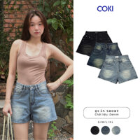 Quần Short Jean Nữ Túi Trước Kiểu 2 Màu Lưng Cạp Cao Basic