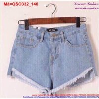 Quần short jean nữ xanh nhạt lai tua rua đáng yêu QSO332 (LANA)