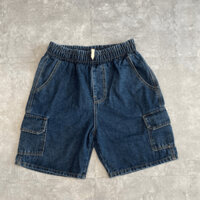 Quần Short Jean Ống Rộng Túi Hộp , Quần Jean Túi Hộp Unisex Hàn Quốc Nam Nữ Cạp Chun.