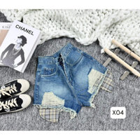 quần short jean rách tua rua túi lộ carro ly, quần đùi jean túi lòi rách tua alohashop91