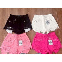 QUẦN SHORT JEAN RÁCH TUA RUA ĐÍNH ĐÁ 1Y