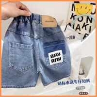 Quần short jeans bé trai Kacady quần đùi jeans bé trai cạp chun phong cách Hàn DK2024011301
