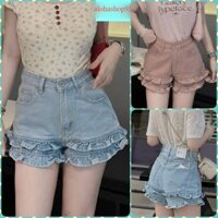 QUẦN SHORT JEANS ĐÙI NỮ LƯNG CAO 2 TẦNG BÈO LAI MÀU XANH NHẠT HỒNG CỰC MÁT MẺ SIÊU HOT HIT CHẤT DÀY XỊN alohashop91