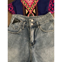Quần short jeans lưng cao, 2 khuy, hàng si