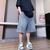 Quần Short Jeans Lửng Ống Rộng Nam Nữ Lavi Studio Denim/ Kẻ Lưới