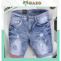 Quần Short Jeans Nam Rách Chất Liệu Co Dãn Cao Cấp Phong Cách trẻ Trung Cực Hot - Hazo