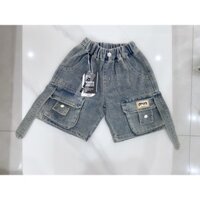 Quần short jeans nam túi hộp cao cấp, chất vải mềm mại, cạp chun co giãn (size 17-35kg)