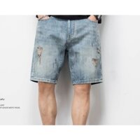 Quần short Jeans nam, xước rách phong cách Restro bụi bặm cá tính phom dáng Regular Fit năng động.