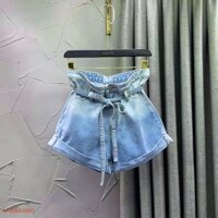 Quần short Jeans Nữ dây nơ loang cạp cao đủ size.