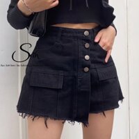 Quần Short Jeans Nữ Giả Váy Vạt Chéo 4 Cúc Hai Túi Giả SQS02