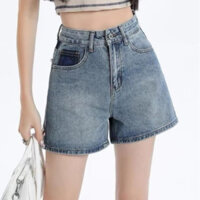 Quần Short Jeans Nữ , Quần Đùi Nữ Chất Liệu Denim Thiết Kế Điểm Hai Màu Cá Tính Phong Cách Trẻ L30