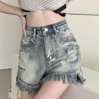 Quần Short Jeans Nữ , Quần Đùi Jeans Nữ Tua Rua Chất Liệu Demin Bền Đẹp Phong Cách Hàn Quốc L00002