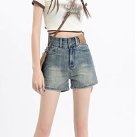 Quần Short Jeans Nữ , Quần Đùi Nữ Chất Liệu Denim Thiết Kế Mác Trước Cực Độc Đáo Cầu Kì L00027