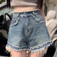 Quần Short Jeans Nữ , Quần Đùi Nữ Tua Rua 2 Tầng Phong Cách Đường Phố Đỉnh Cao L00015