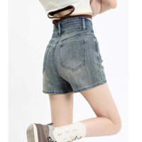 Quần Short Jeans Nữ , Quần Đùi Nữ Chất Liệu Denim Thiết Kế Mác Trước Cực Độc Đáo Cầu Kì L00027