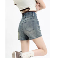 Quần Short Jeans Nữ , Quần Đùi Nữ Chất Liệu Denim Thiết Kế Mác Trước Cực Độc Đáo Cầu Kì L00027