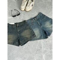 Quần short Jeans nữ trơn gấu cao