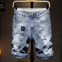 Quần Short Jeans Rách Màu Sáng Thời Trang Hàn Quốc Cho Nam