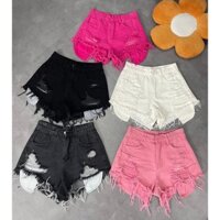 Quần Short Jeans ''Thế Giới Jeans'' Quần Bò Nữ Lưng Cao Rách Túi Lòi Nhiều Màu Chất Vải Mềm Mịn