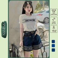 Quần Short Jeans thêu lai DIOR hàng Quảng Châu cao cấp NAMISA QS16