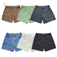 Quần short jeans trên gối  có 6 màu đen/xanh/nâu/trắng kem/xanh/xám chì