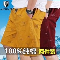 Quần short Jeep Shield phổ biến cho nam mùa hè, quần short năm điểm cho nam trung niên, cotton nguyên chất, rộng rãi, kích thước lớn, quần short bãi biển