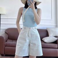 Quần short kaki lưng chun đai chỉnh eo, quần jean lững cạp chun ống rộng có bigsize (KKLC5N)