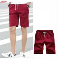 Quần Short Kaki lưng thun nam - Sọt Lững Kiểu Dáng Thể Thao Unisex sáu Màu Đen, Xám.đỏ,rêu.kem,trắng 06x - Đỏ,M 45-52kg