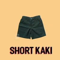 Quần Short Kaki Màu Rêu Lưng Thun Cài Nút Form Đứng