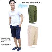Quần Short Kaki Nam Azuno AZ41 Ống Suông Tặng kèm túi đeo chéo - Xanh rêu,Size 34 72-82kg