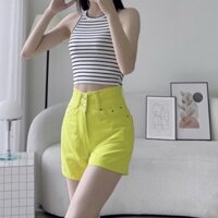 Quần short kaki nữ lưng cao bảng to 2 cúc, quần đùi nữ form dáng chữ A siêu hot chất kaki siêu mềm mại nhiều màu trơn