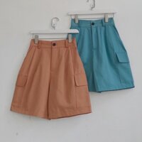 Quần Short Kaki Nữ Túi Hộp JEM CLOSET Ống Rộng Chất Vải Dày Dặn Màu Mặc Tone Da HANI 2428