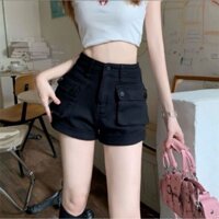 Quần short kaki túi hộp, quần đùi jeans lưng cao tôn dáng thời trang nữ mùa hè