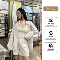 QUẦN SHORT LINEN LƯNG CAO BẢN TO MÀU KEM MUỐI TIÊU CHẤT ĐẸP FORM XINH ĐỦ SIZE PHONG CÁCH BASIC HÀN QUỐC