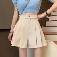 Quần Short Lưng Cao Ống Rộng Giả Váy Xếp Ly Thiết Kế Mới 2021 Thời Trang Mùa Hè Dành Cho Nữ