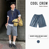 Quần Short Lửng Kẻ Sọc Caro Xanh 𝗖𝗼𝗼𝗹𝗰𝗿𝗲𝘄 Phong Cách Trẻ Trung Năng Động, Unisex Nam Nữ