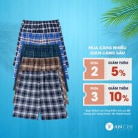 Quần short lửng nam trung niên ANCHI vải cotton caro, quần sooc dài đến đầu gối - QSC25-01