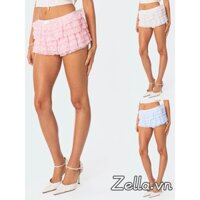 Quần Short Lưng Thun Phối Bèo Nhún Màu Sắc Đơn Giản Thời Trang Đường Phố Cho Nữ