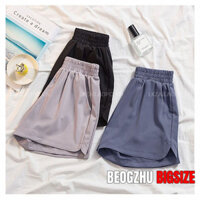 Quần Short Mặc Nhà Nữ BEOGZHU Bigsize Quần Đùi Nữ Lưng Cao Ống Rộng Màu Đen Mùa Hè Phong Cách Thời Trang Hàn Quốc Đẹp
