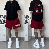 Quần short màu đỏ quần năm Phân nam cổ điển thể thao mẫu mới cặp đôi thường ngày mùa hè kiểu Mỹ rộng rãi phong cách Hồng Kông