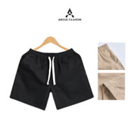 Quần Short nam AROSE FASHION, quần Kaki nam ngắn cạp chun khuy cucsvair mềm mại co giãn thoáng mát QS05