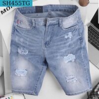 Quần Short Nam Cao Cấp SH455TG Short Jean Nam Xanh Xanh Rách Xước Thời Trang TG (44-70KG) 😘