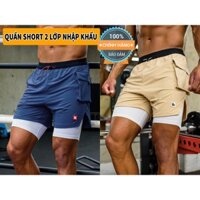 Quần short nam chạy bộ thể thao 2 lớp cao cấp nhập khẩu YA ( YOUNGLA)